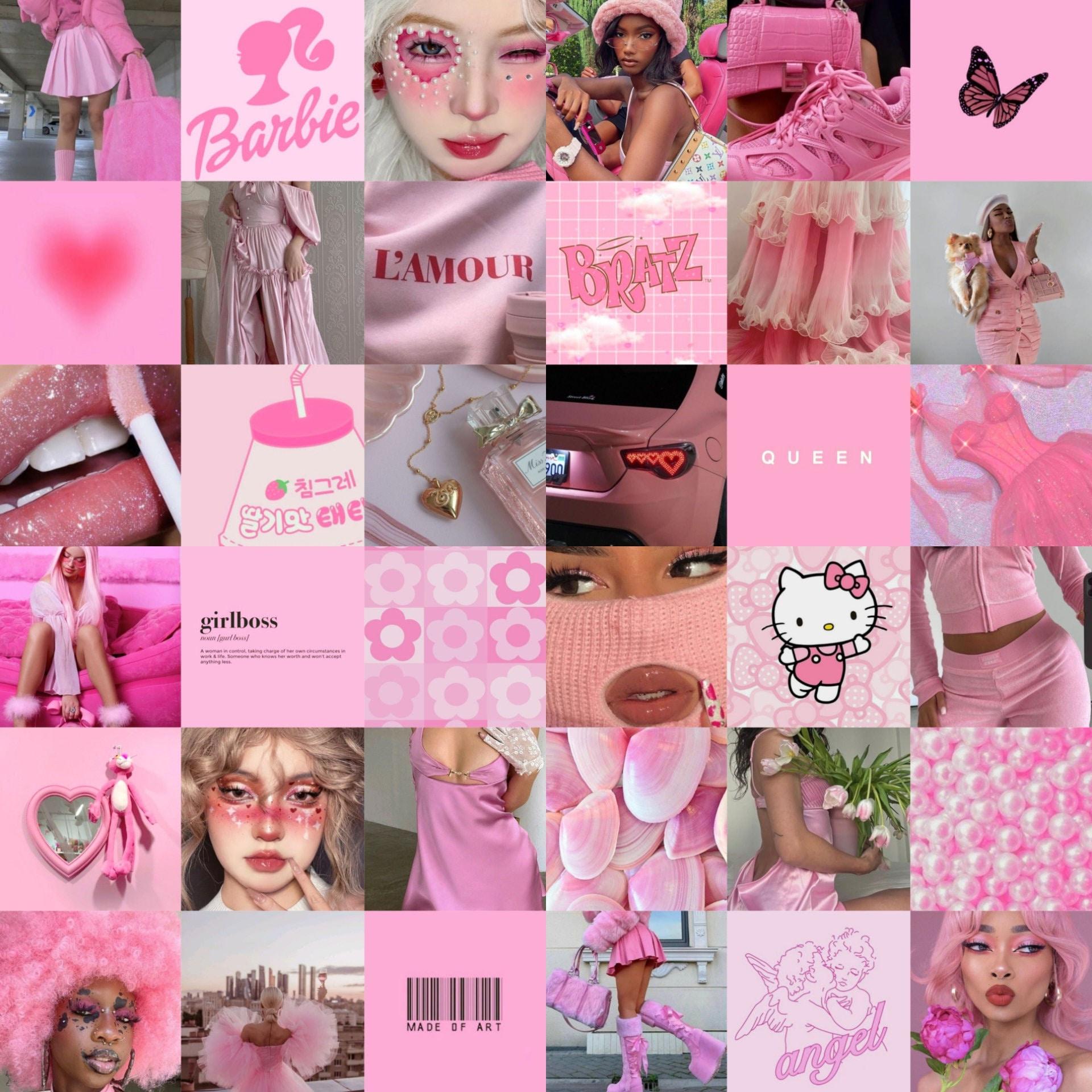Digital Pink Aesthetic Collage Kit Photo Wallpaper
