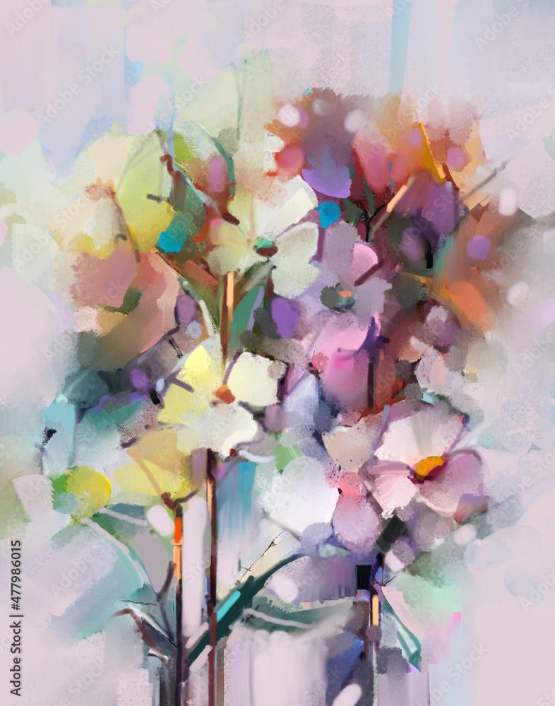 Oil Painting Colorful Spring Flowers On S Illustration