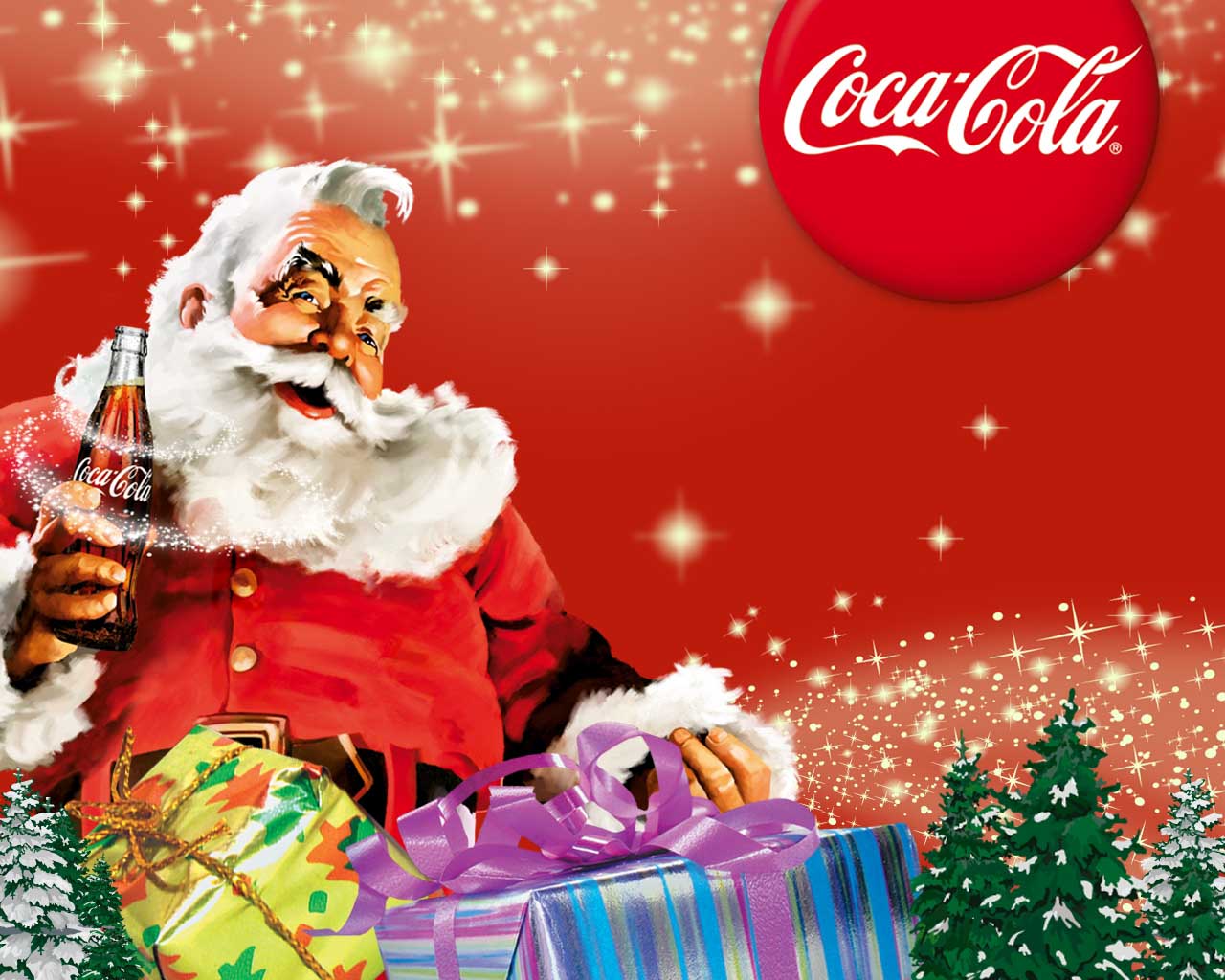 Cool Wallpaper Of Santa Claus With Coca Cola In Christmas