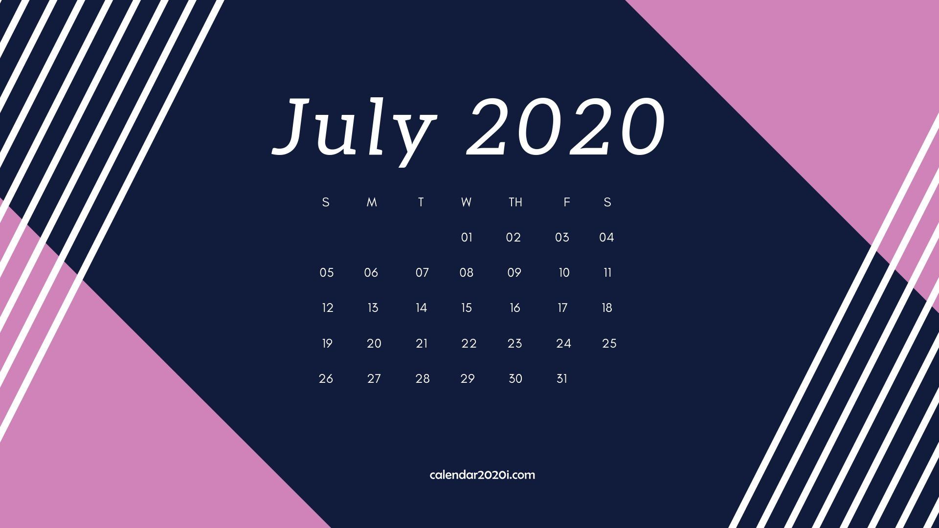 July 2020 Calendar Desktop Wallpaper in 2019 Calendar Printable 1920x1080