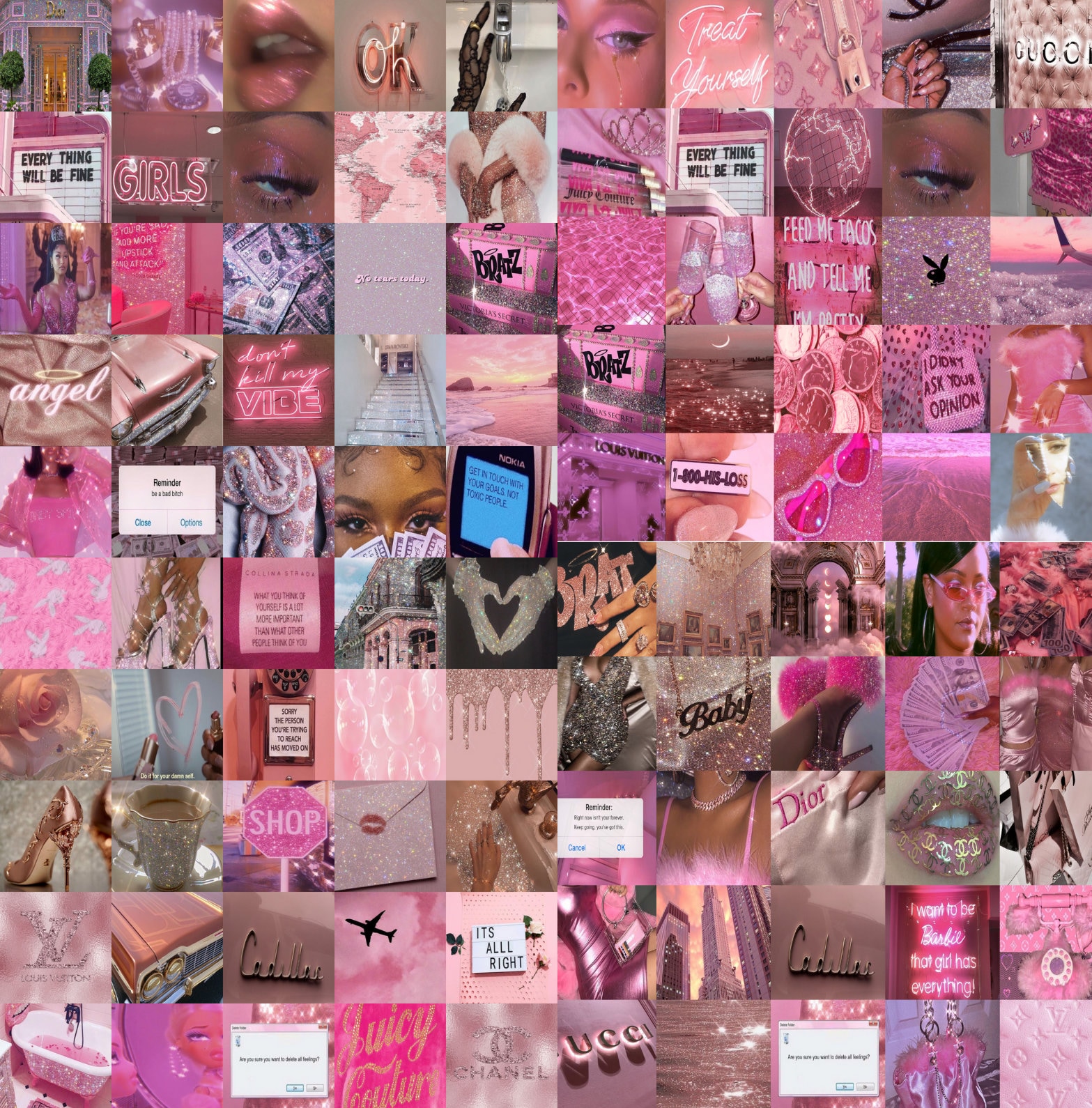 Pc Y2k Boujee Wall Collage Kit Baddie Pink