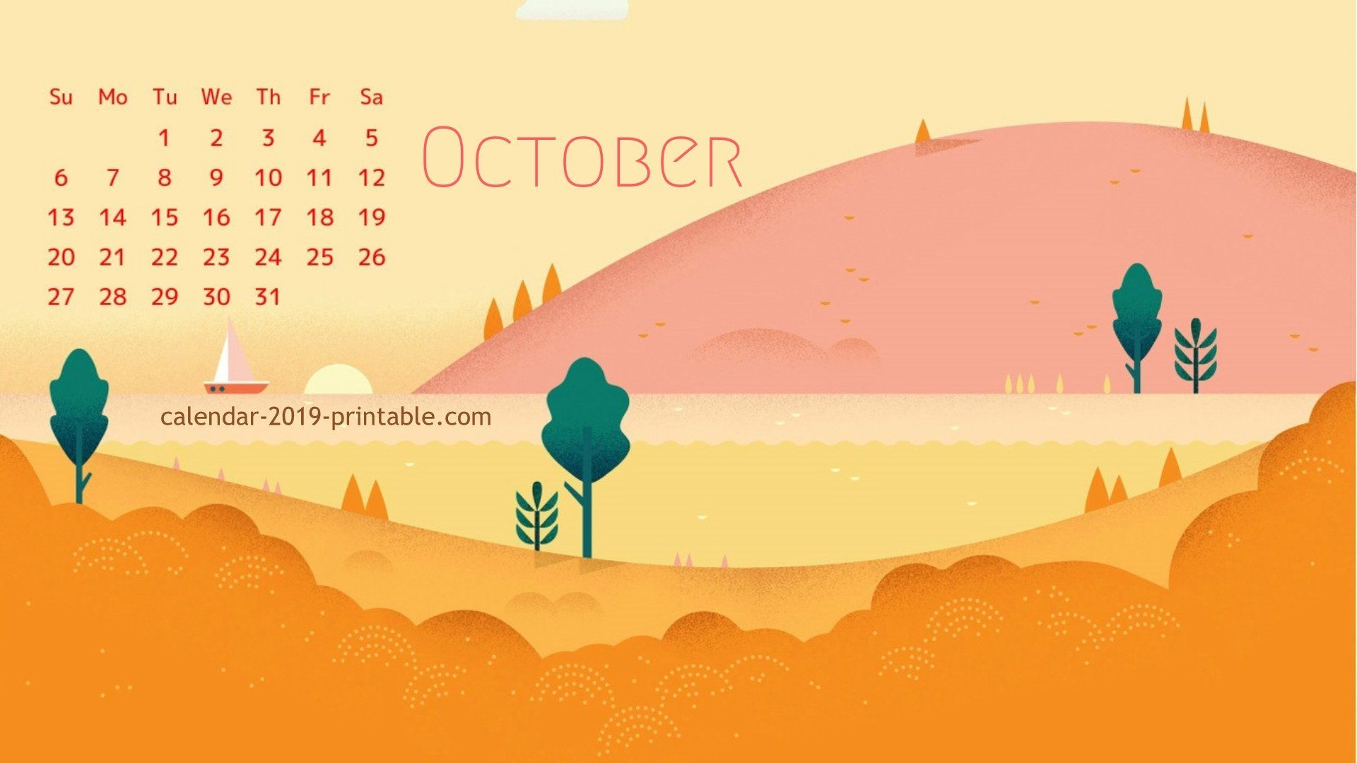 October Calendar Wallpaper In