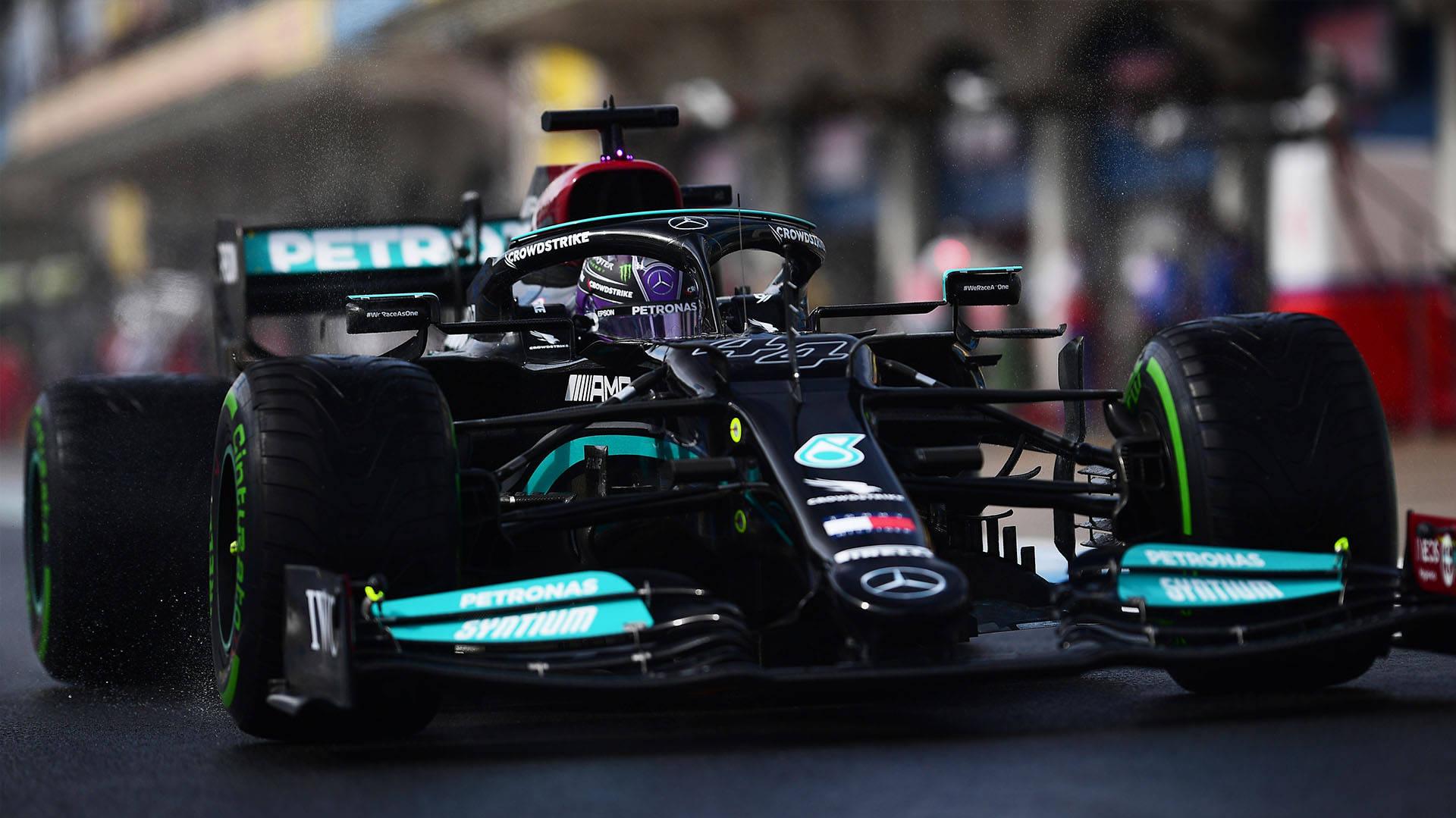Lewis Hamilton Black Racing Car Wallpaper