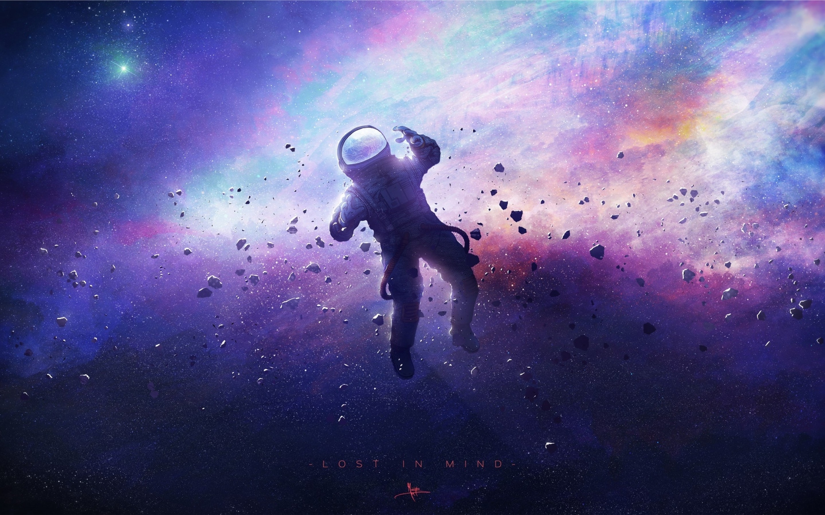 Astronaut Floating Space HD wallpaper 2880x1800