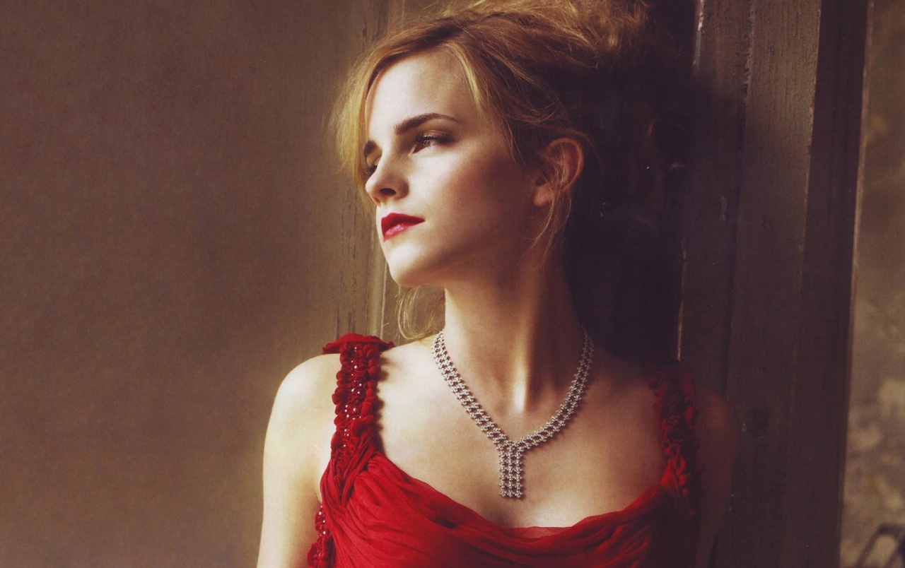 Emma Watson Red Dress Wallpaper Stock Photos