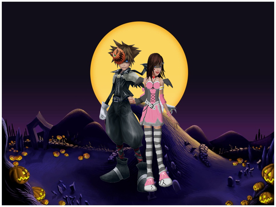Sora And Kairi In Halloween Town By