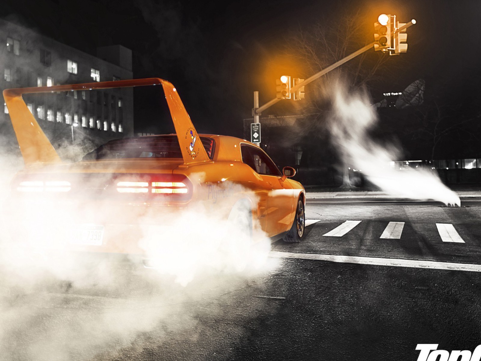 Light Cars Roads Dodge Challenger Burnout Wallpaper