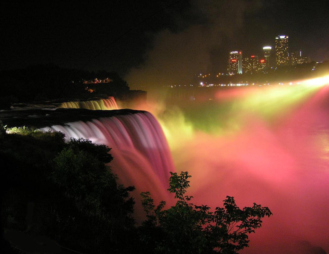 Amazing Niagara Falls FullColor At Night Wallp 11861 Wallpaper 1102x851