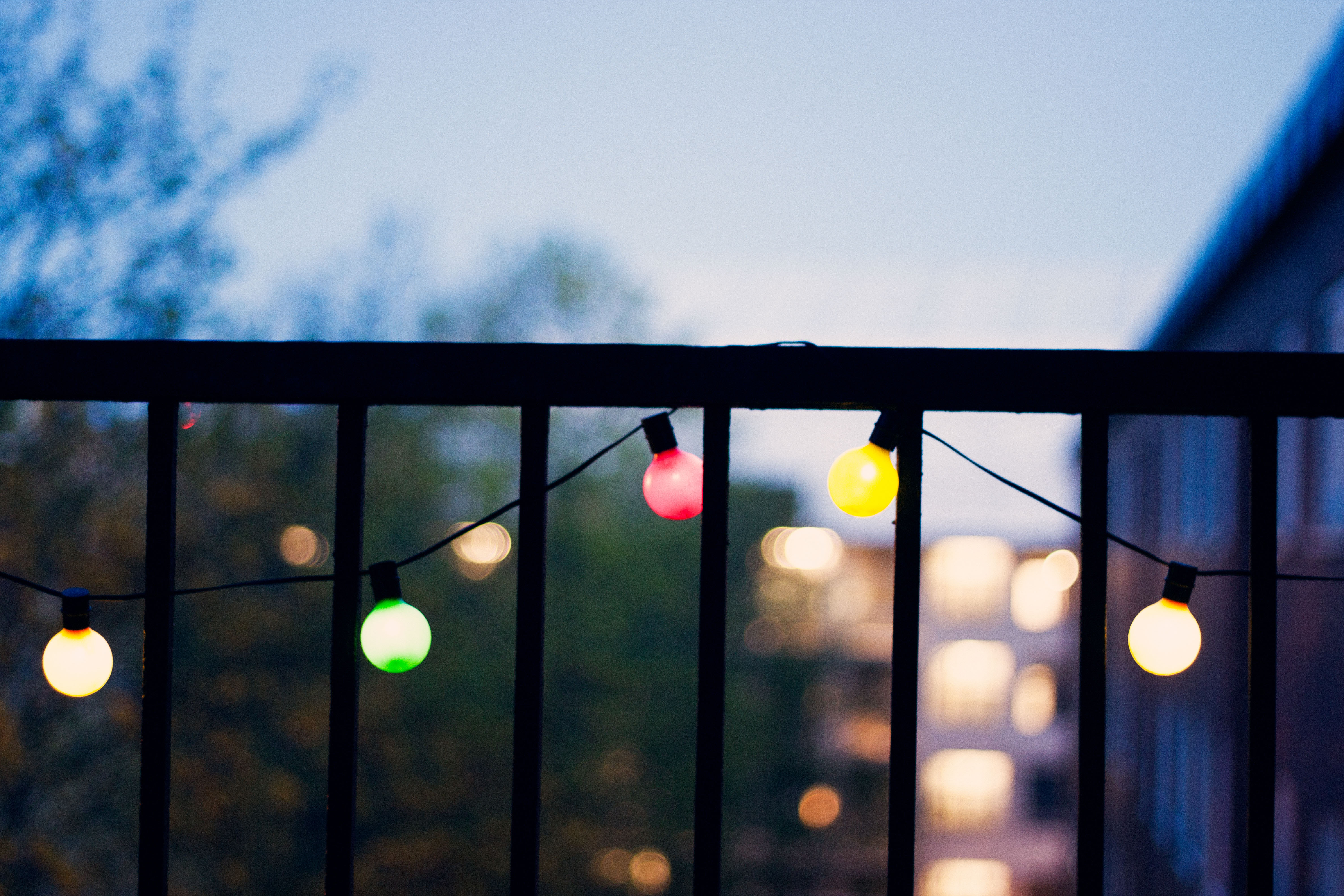 Balcony Garland Light Stock Photo Image Wallpaper HD Picture