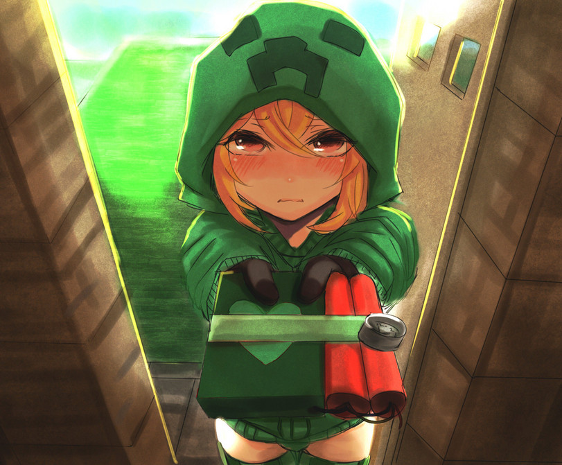 Minecraft Creeper Girl Cupa With A Gift Photo