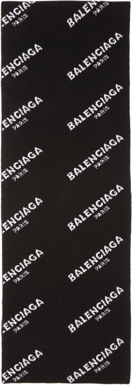 Balenciaga Black All Over Logo Scarf ModeSens Streetwear