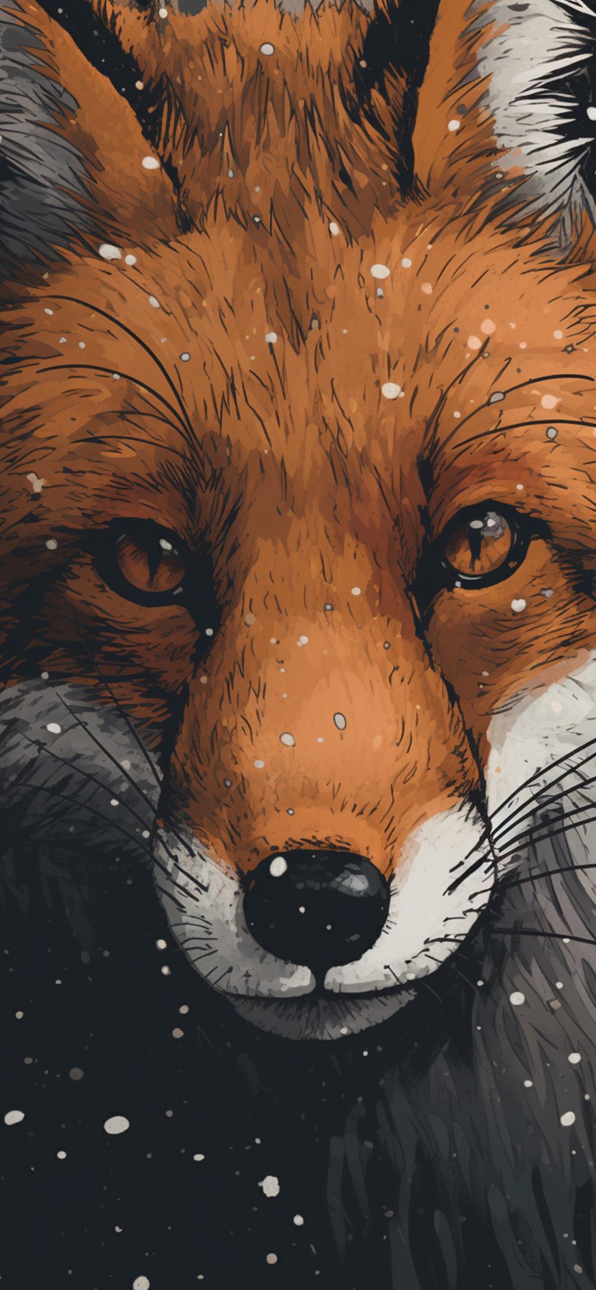Fox Snow Art Wallpaper Aesthetic For iPhone