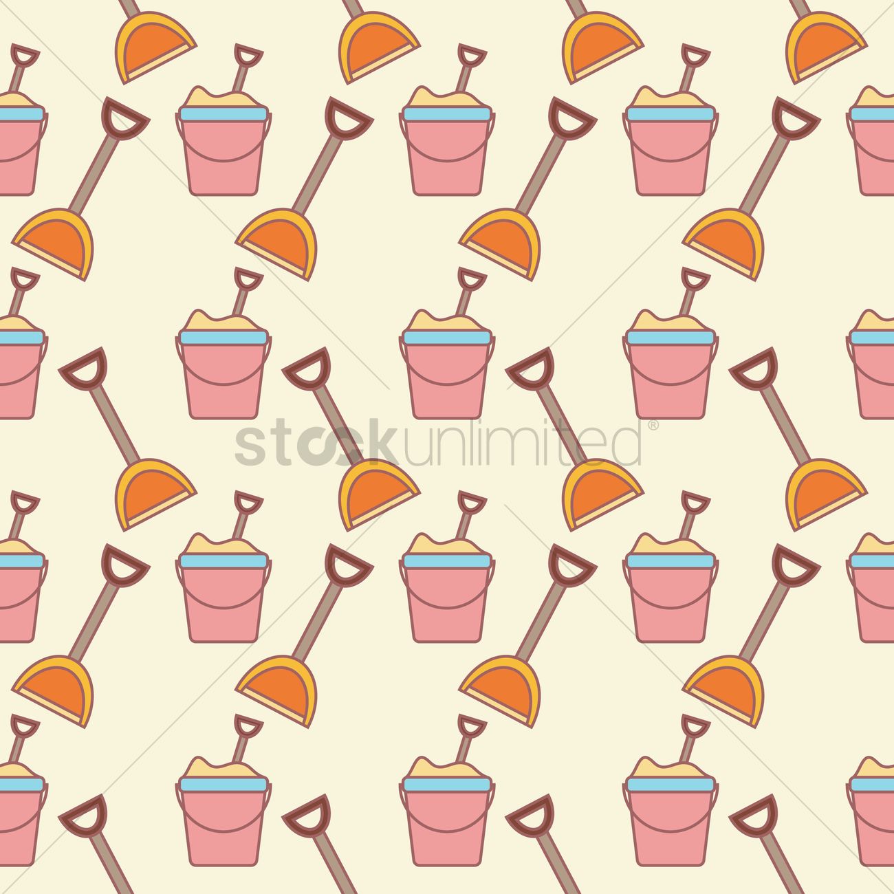 Seamless Bucket And Spade Background Vector Image