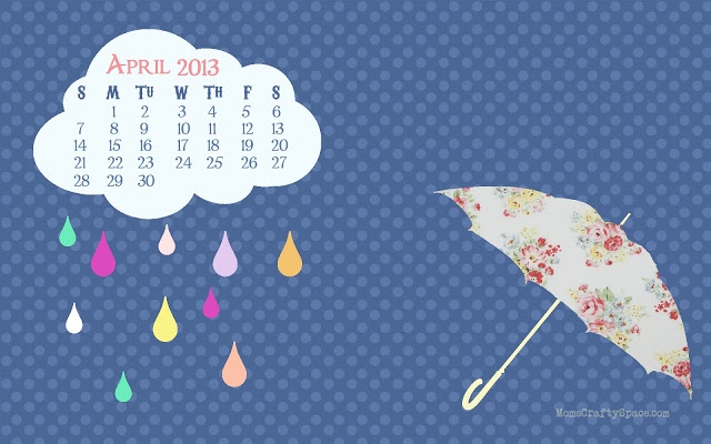cute April 2013 desktop calendar wallpaper background April showers