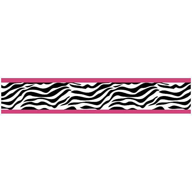Pink Black and White Zebra Print Wallpaper Border