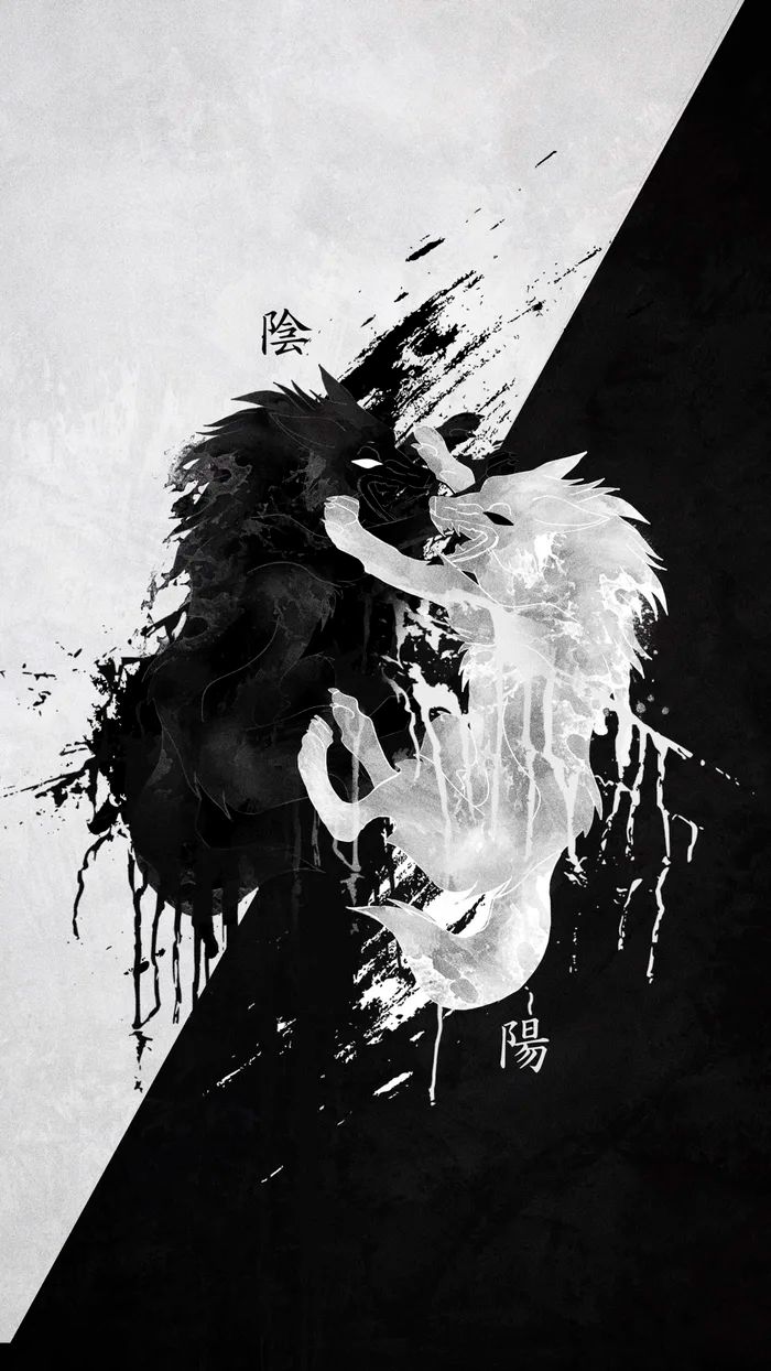 Yingyang Wolves Wallpaper Japanese iPhone Wolf