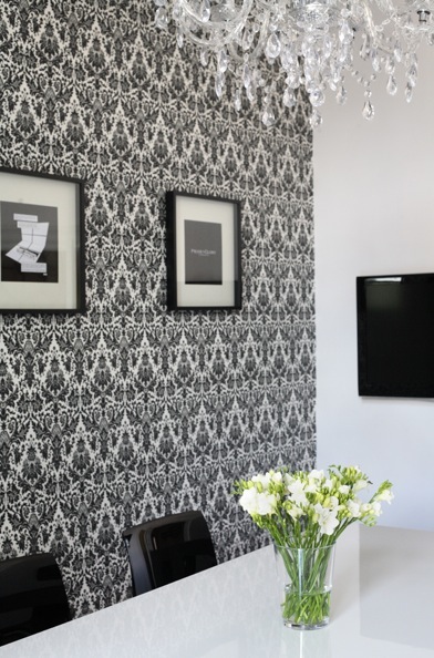 Black And White Wallpaper Modern Home Office