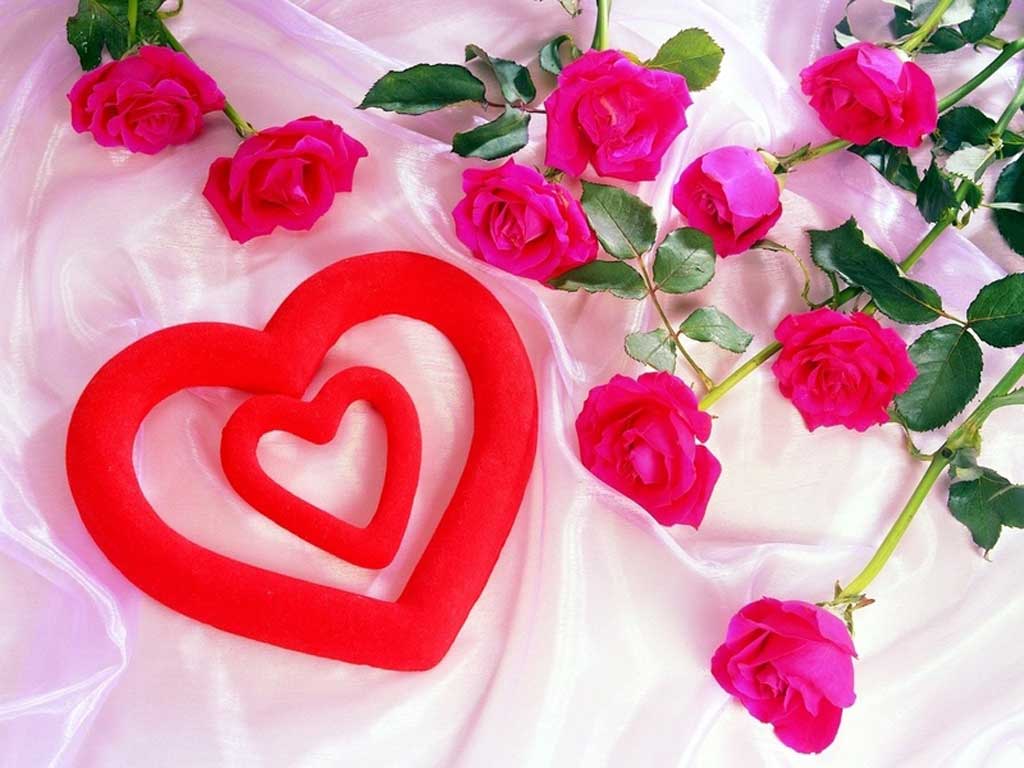 New Valentine S Day Heart Red Flowers Wallpaper