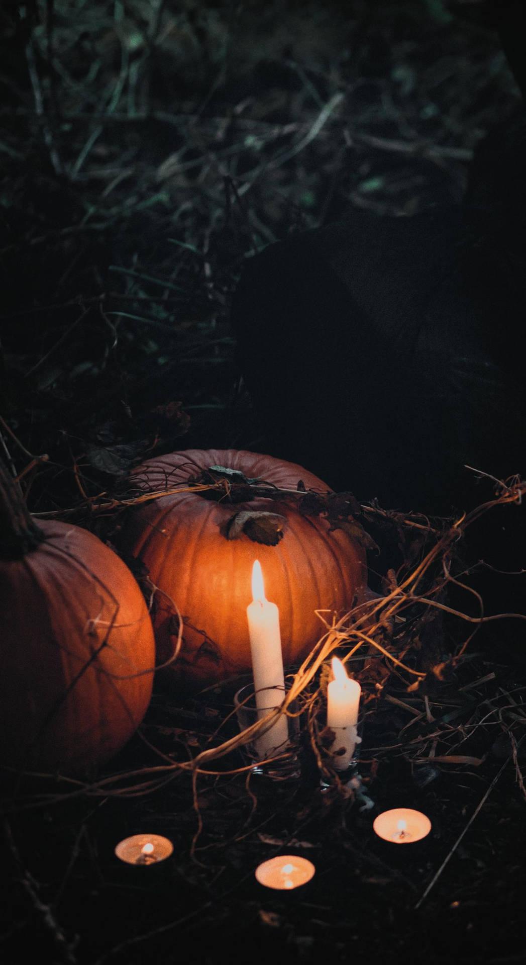 Download Pumpkin And Candle Halloween Iphone Wallpaper
