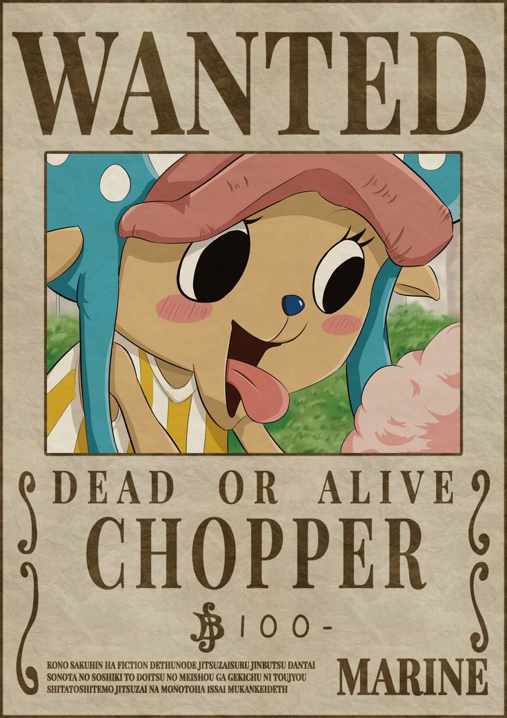 CHOPPER bounty wanted poster one piece One piece bounties One 735x1040