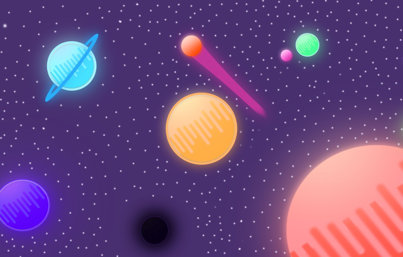 Wallpaper Space Stars Planet Ufo Minimalism Comet