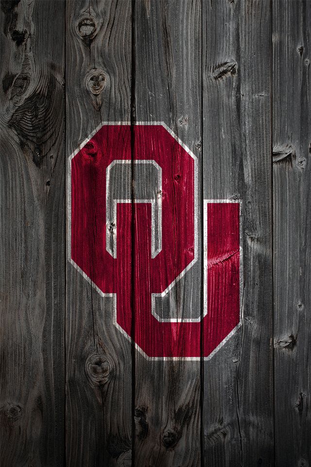 OU Sooner Screensaver Oklahoma Sooners Logo on Wood Background 640x960