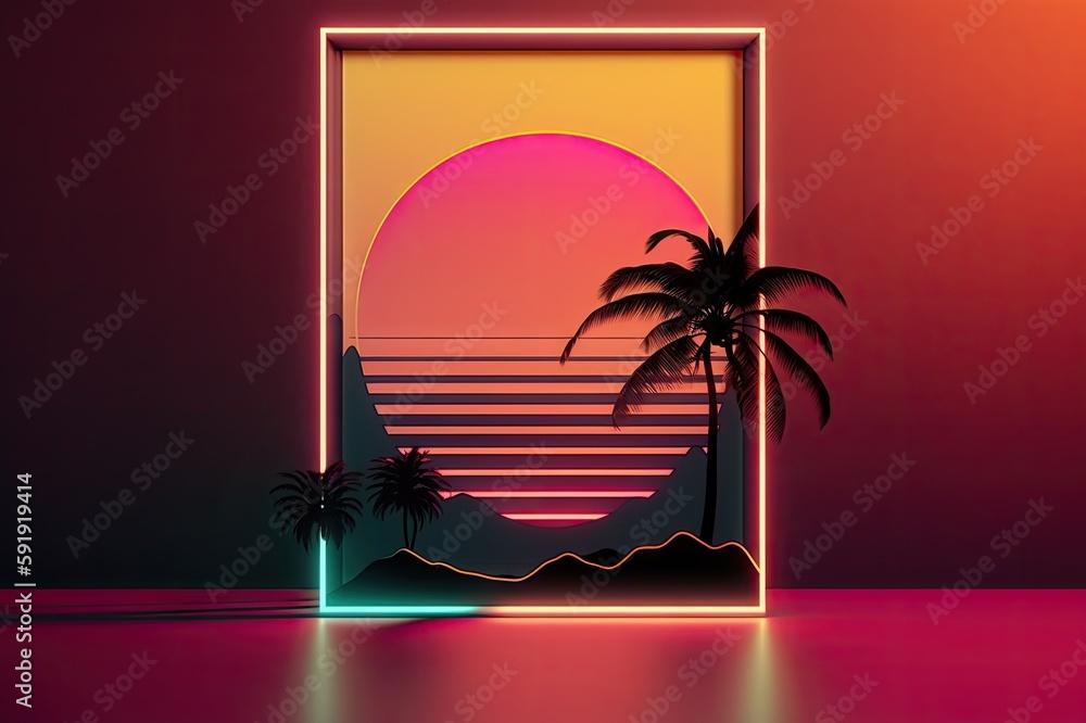 Neon Glamour Sunset Boulevard Chic 80s 90s Retro Style Background