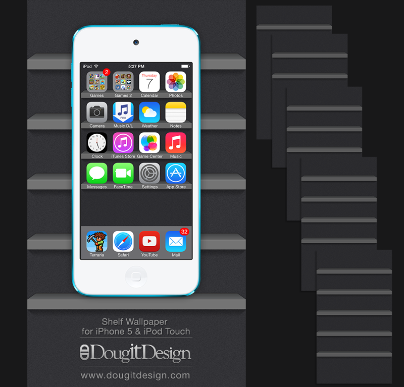 Shelf Wallpaper for iPhone iOS7 Dark Theme by DougitDesign on