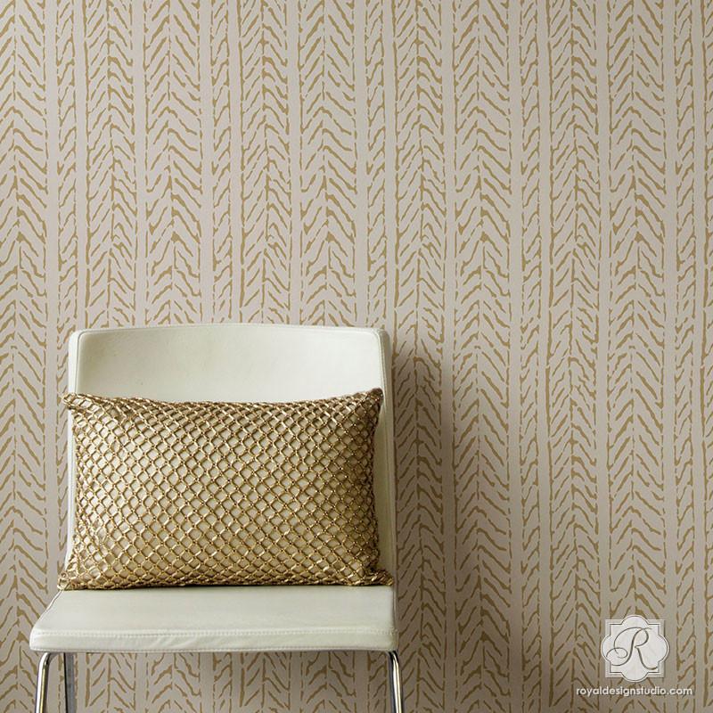 Modern Fibers Wall Stencils Woven Texture Designs For Painting Walls