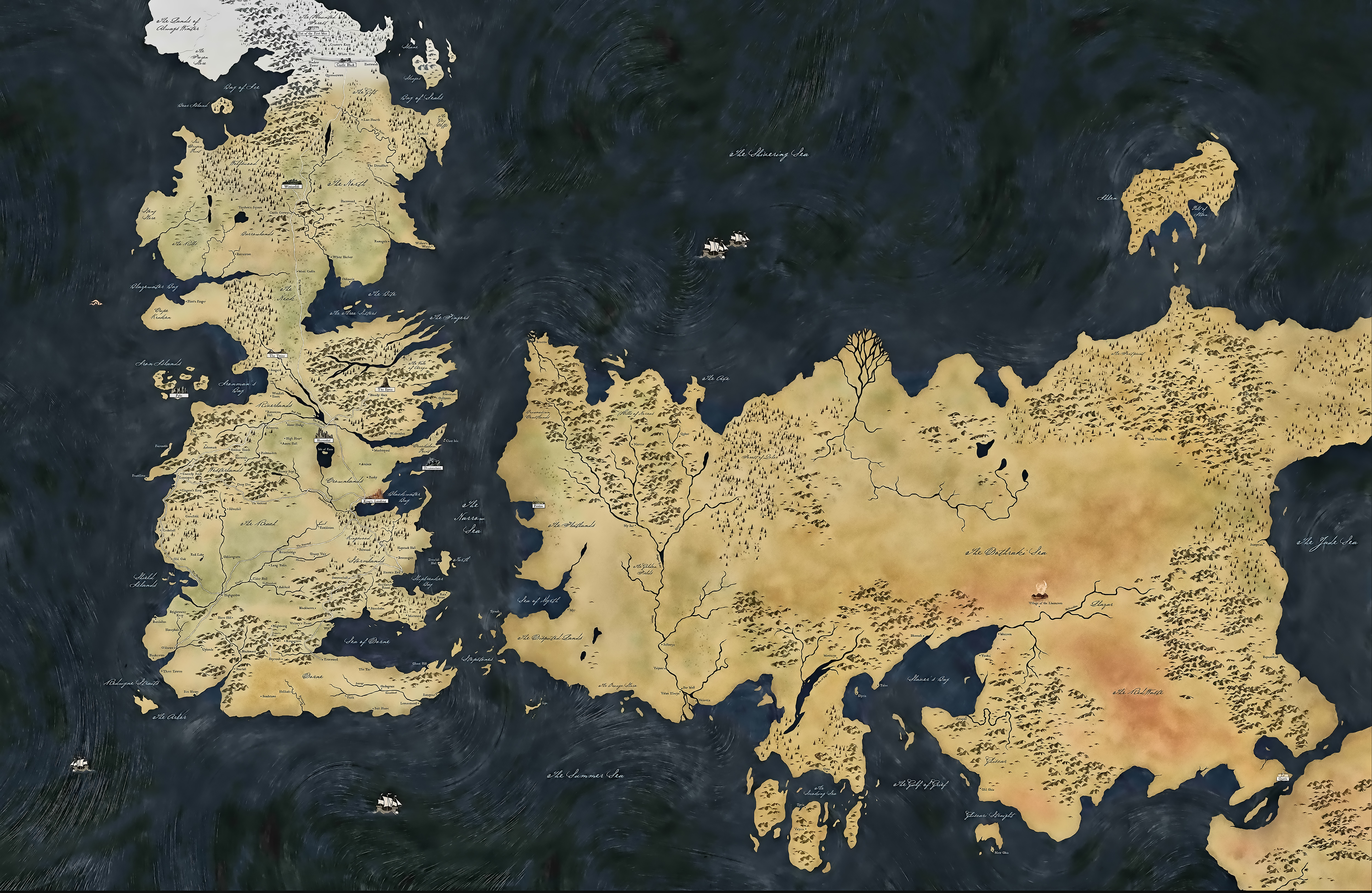 Game Of Thrones Updated Large Map Movie Wallpaper