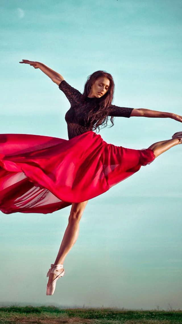 Ballet Dancer Red Dress iPhone Wallpaper