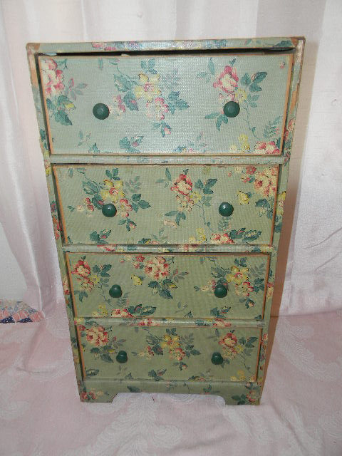 Vintage Wallpapered Cardboard Dresser Drawers By Fleamarketqueen