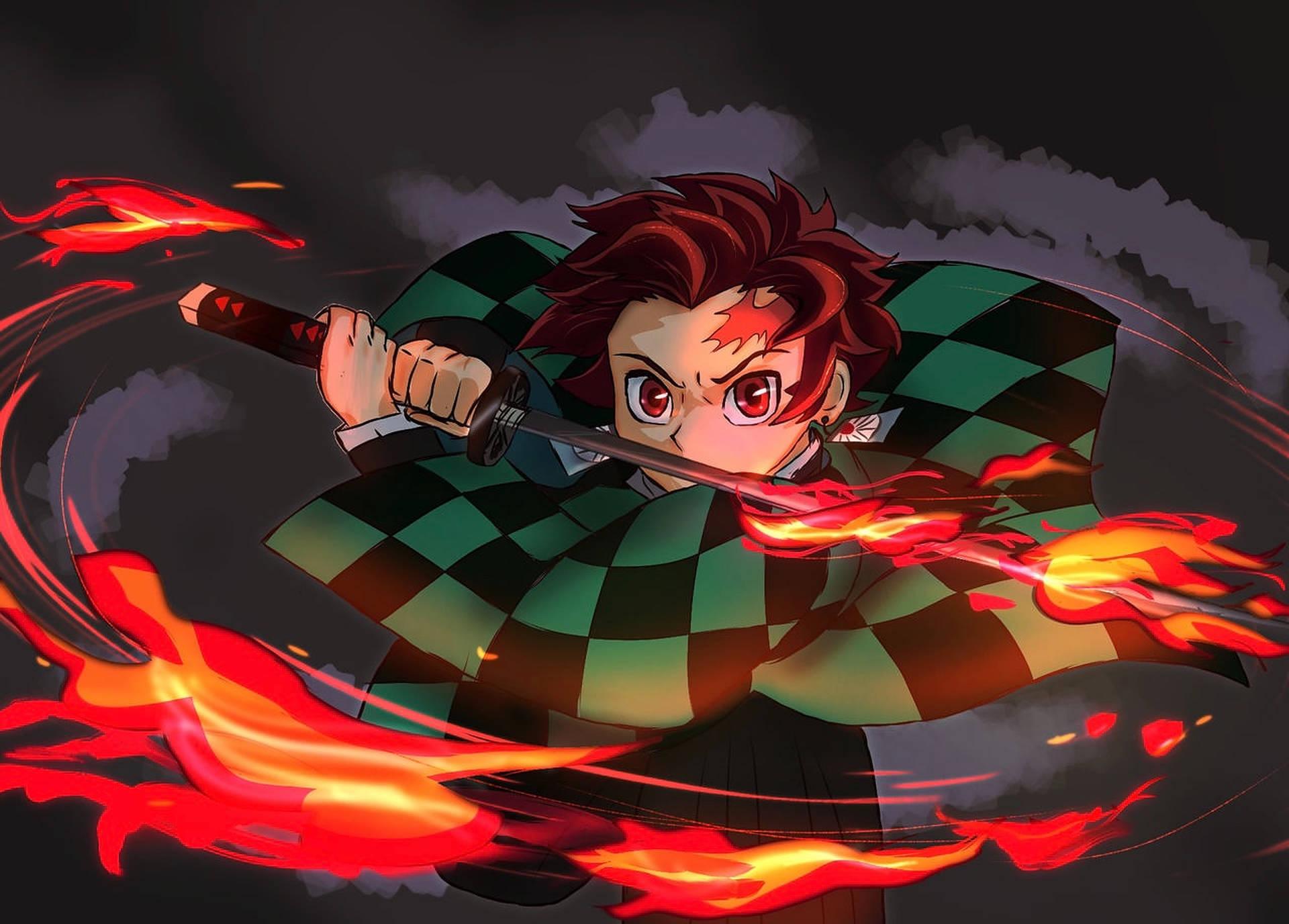 Caption Hinokami Kagura Unleashing Flames In Intense