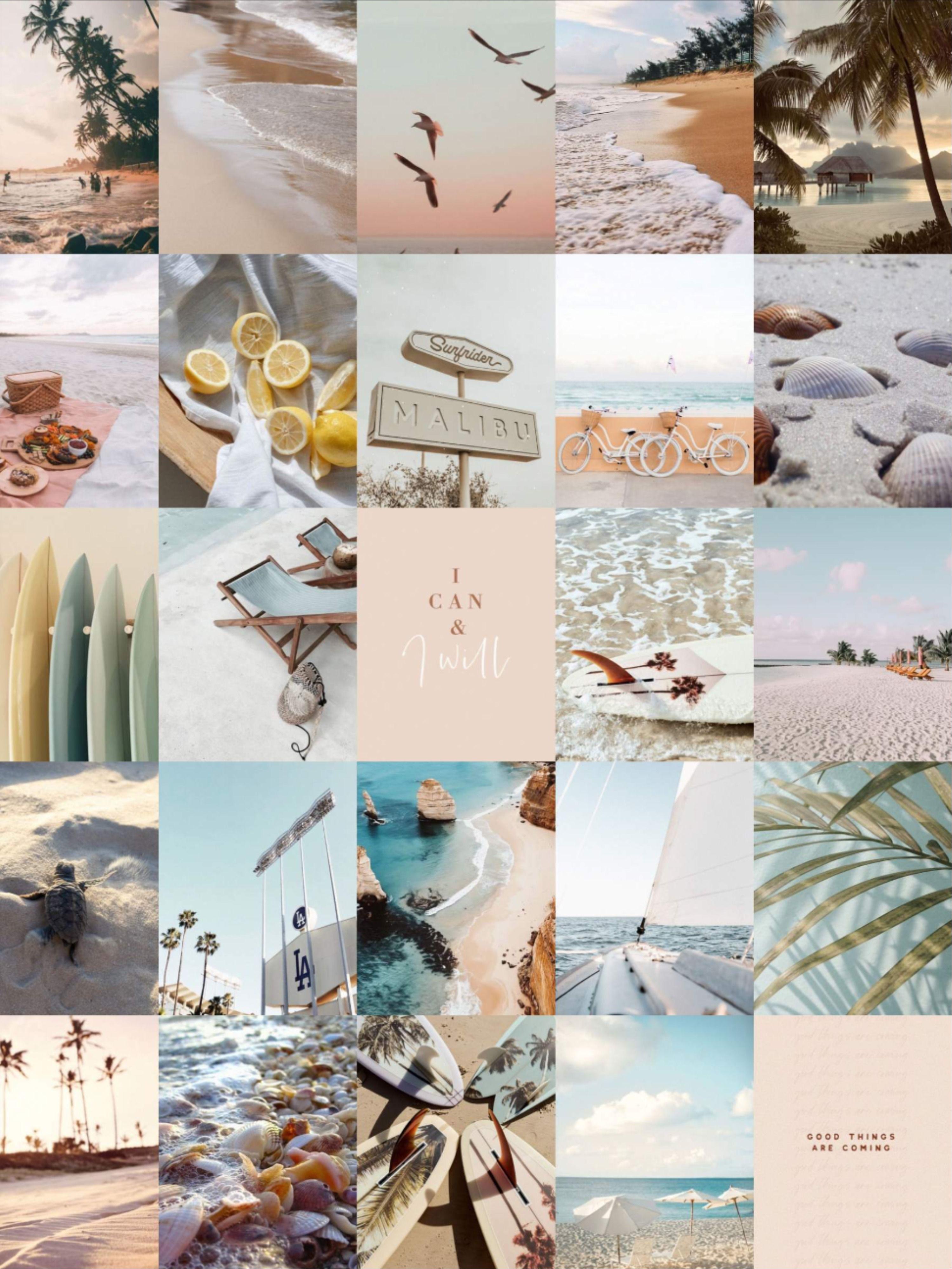 Beach Wall Collage Kit Summer Vibes Digital Prints