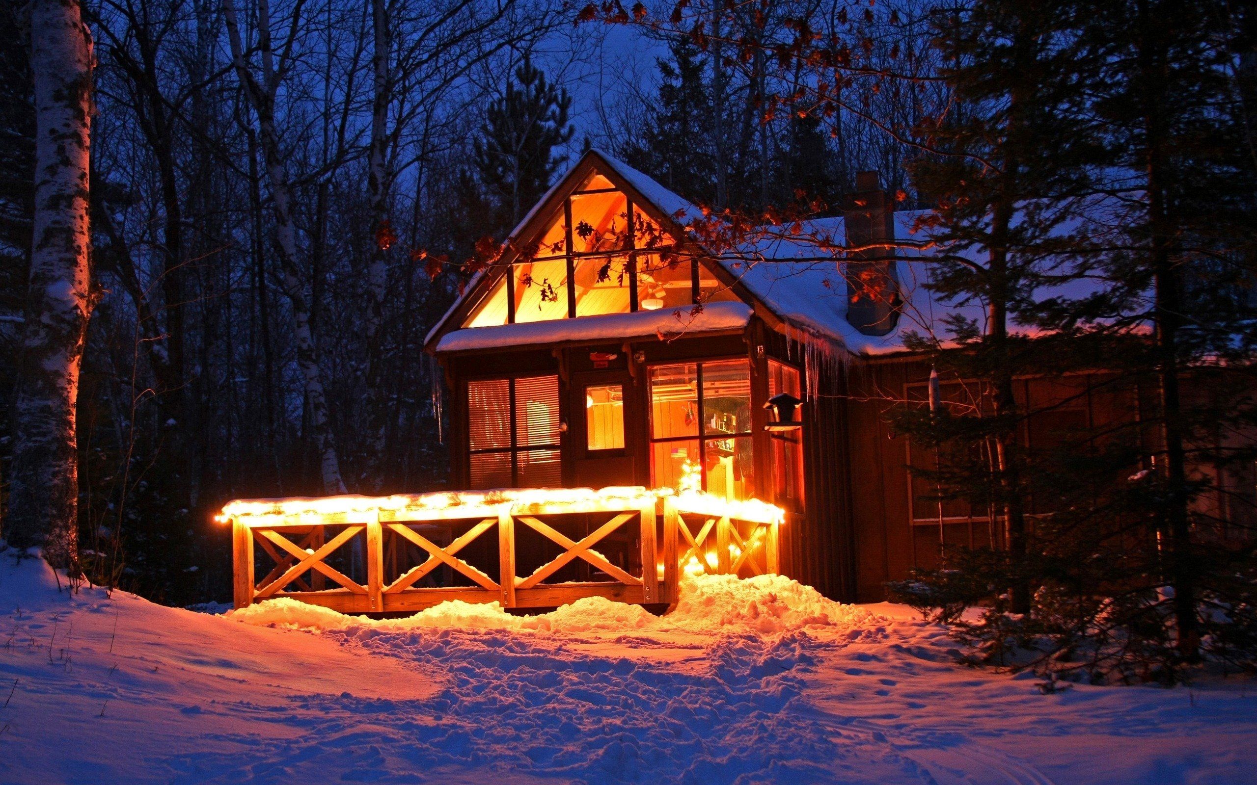 Winter Wallpaper Cabin In The Woods