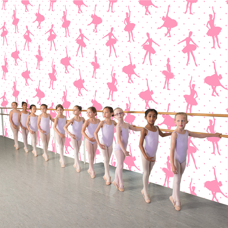 Tuya Art Pink Dancing Girls Mural Wallpaper For Kids Room Wall