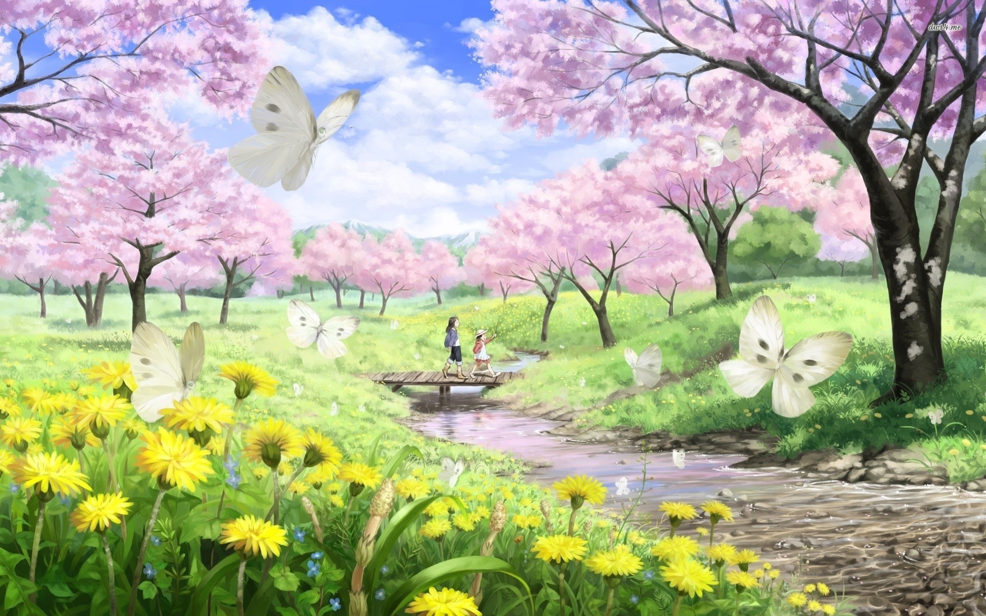 Beautiful Nature Spring Painting HD Wallpaper For Desktop