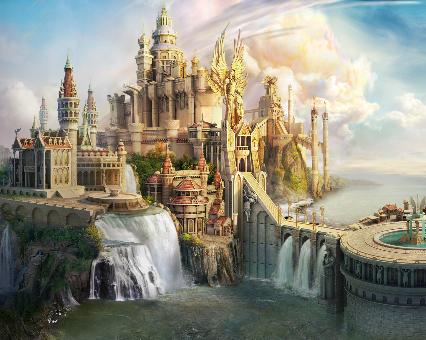 fantasy art castles wallpaper