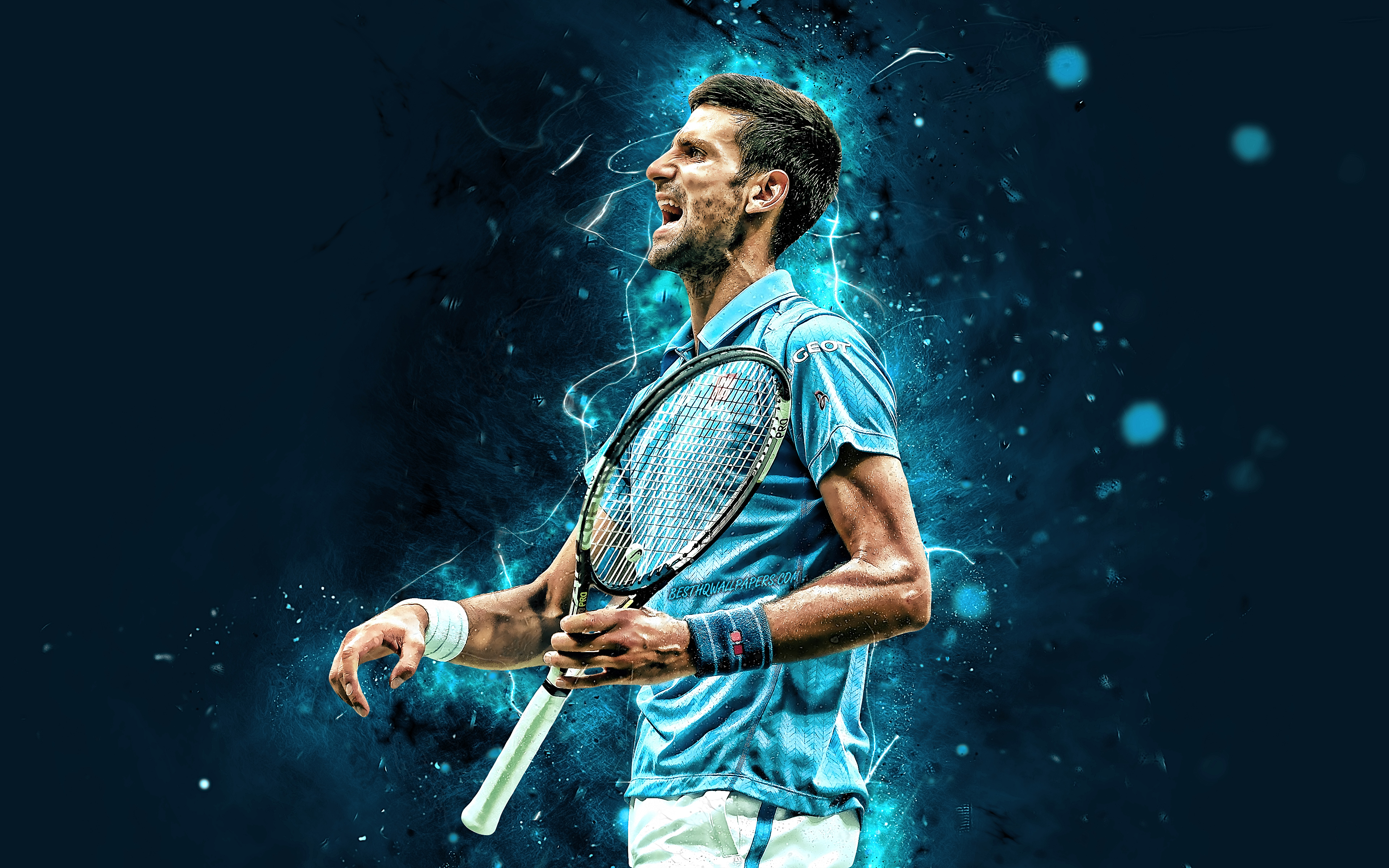 Novak Djokovic 4k Serbian Tennis Players Atp Neon Wallpaper