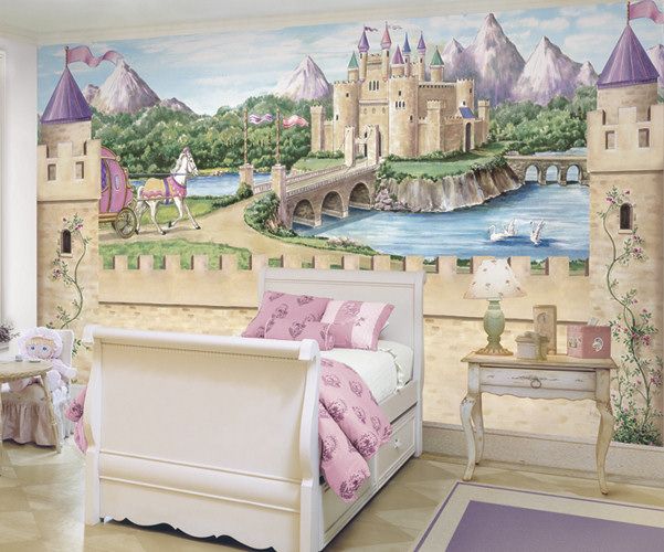49 Princess Mural Wallpaper On Wallpapersafari - Disney Princess Castle Wall Decal