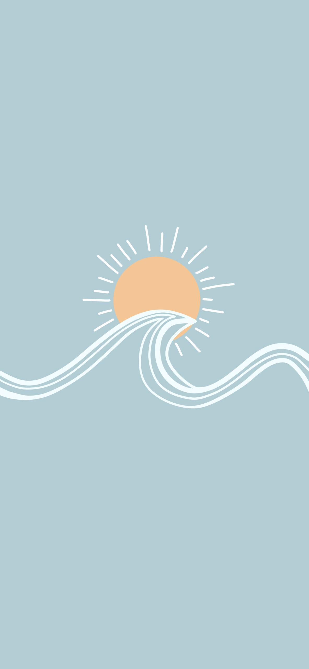 Sun and Wave Blue Wallpapers Summer Aesthetic Wallpapers for iPhone