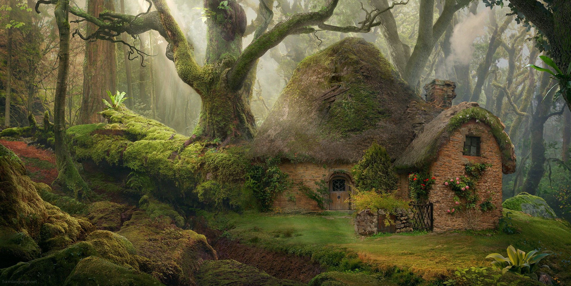Cottage in the Forest Wallpaper and Background Image 1920x961