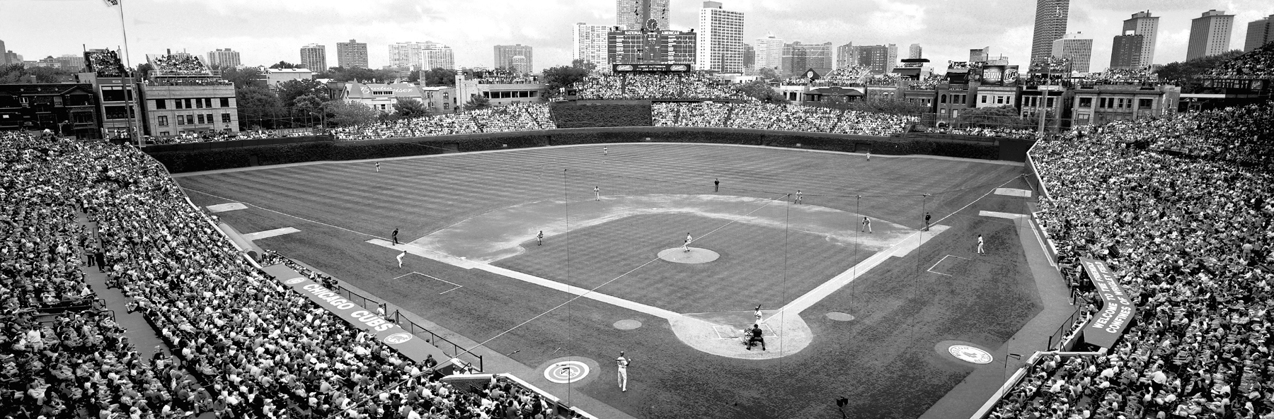 Chicago Cubs Wallpaper Wrigley Field Black White Panoramic Vs