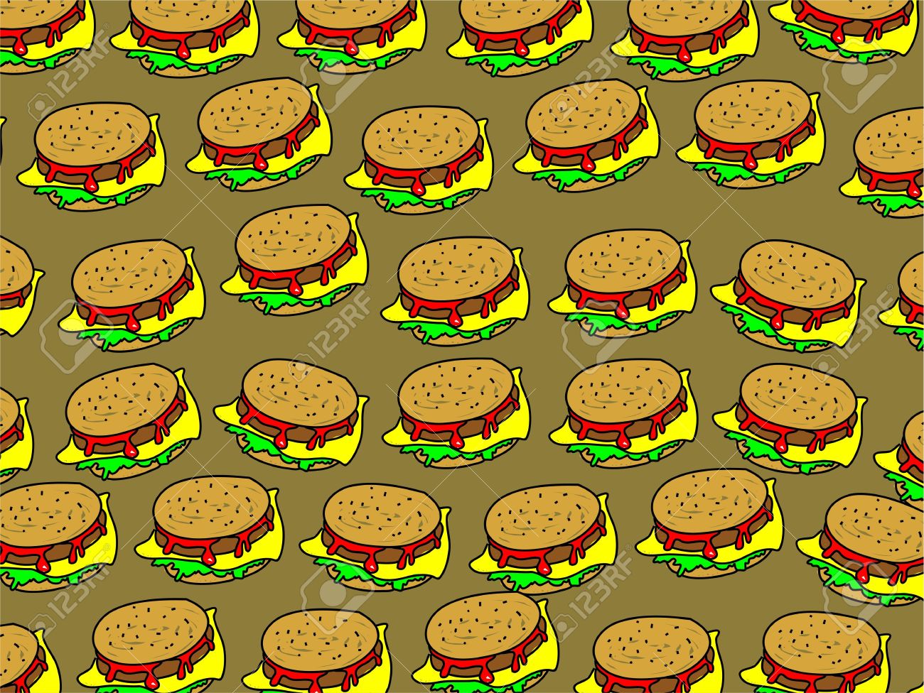 Tasty Salad Cheeseburger Snack Wallpaper Background Design Stock