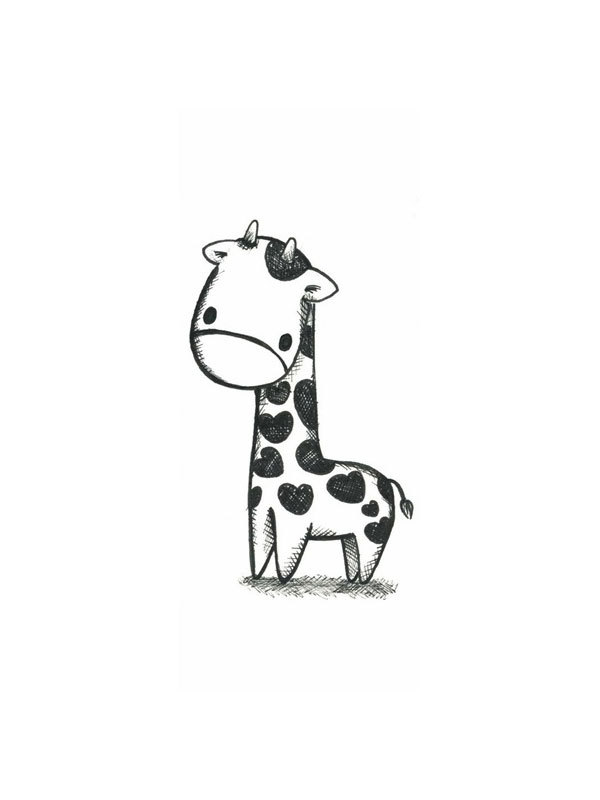 Black And White Drawing Giraffe Illustration Image