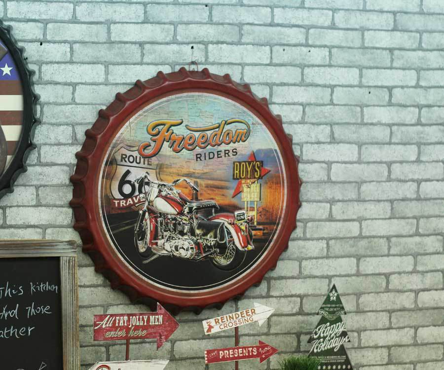 Large 3d Effect Tin Sign Route Vintage Metal Painting Beer Cap
