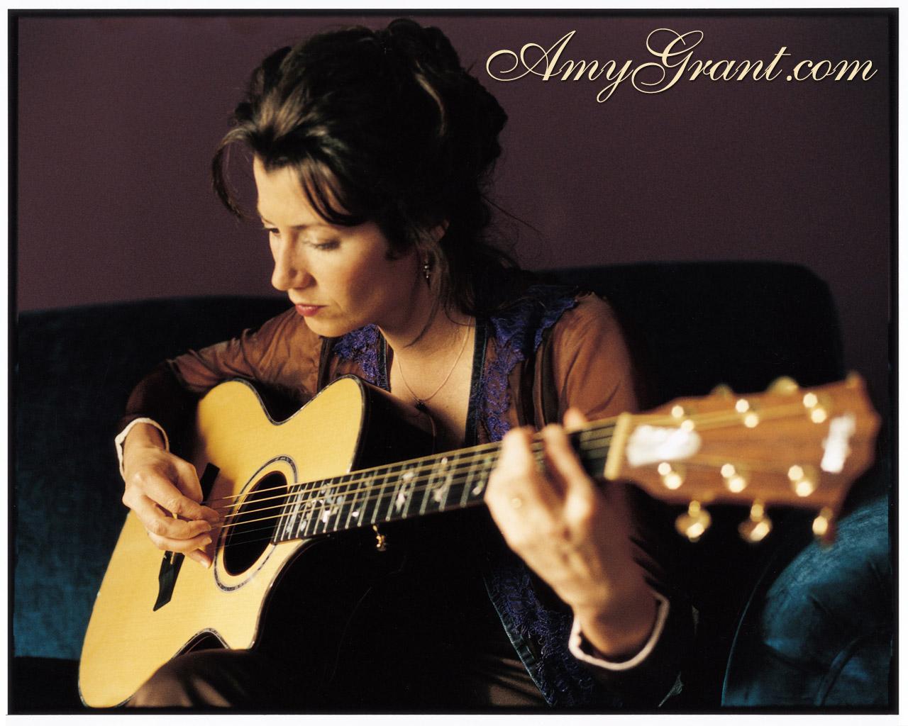 Christian Singer Amy Grant Playing The Guitar Wallpaper
