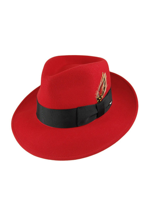 Women S Hats Red Crushable Fedora Hat With Black Band