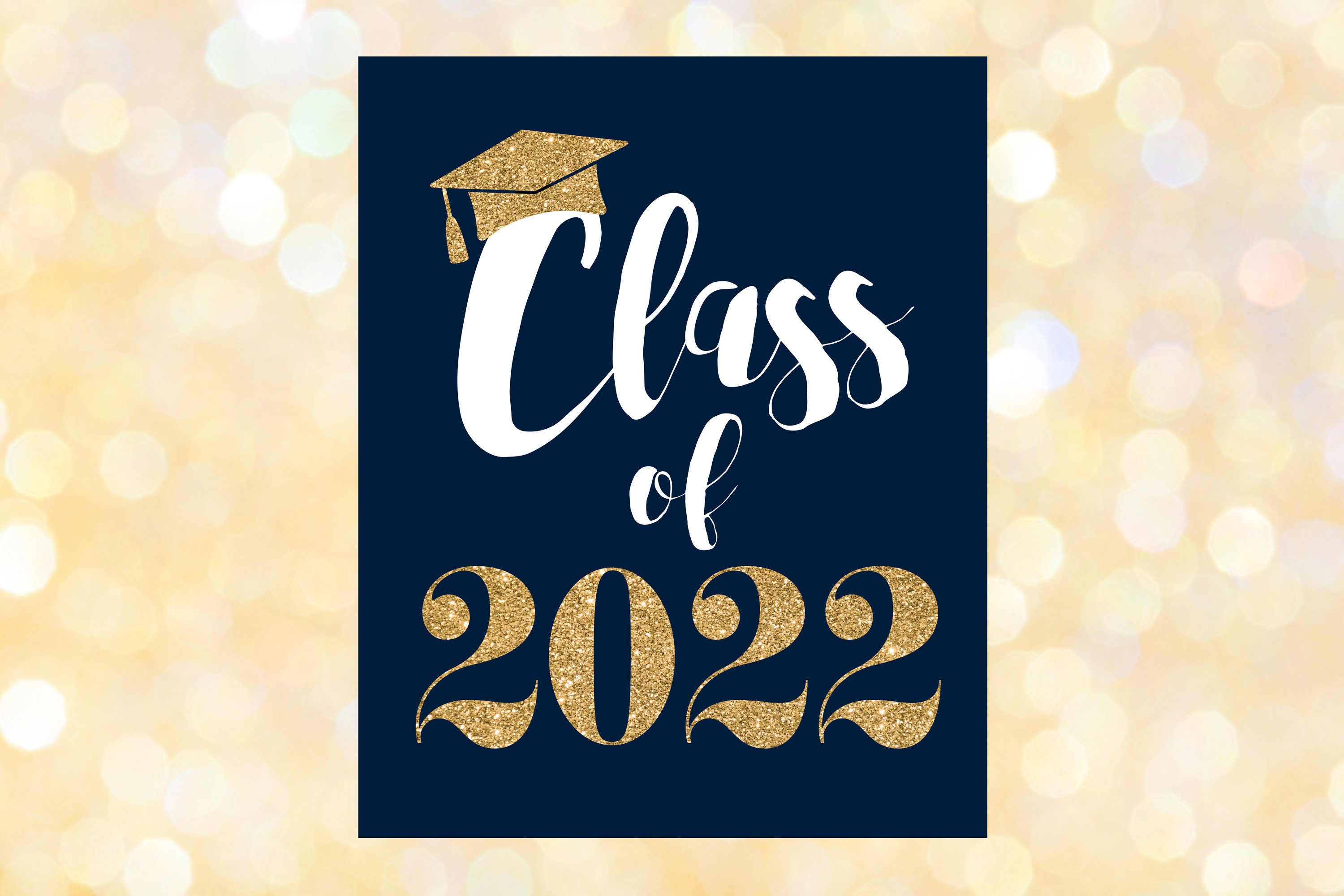 Class of 2022 Printable Grad Party Decorations Navy Blue and Etsy