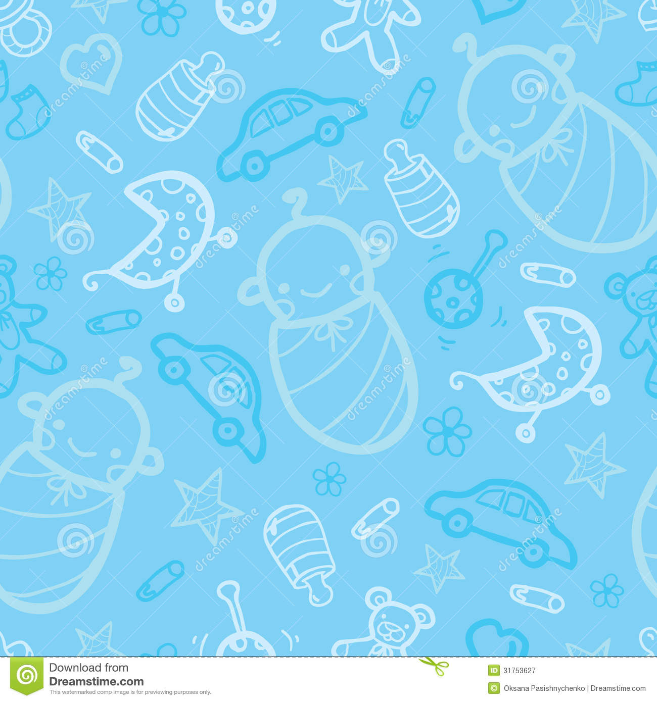 Baby Boy Footprint Background Blue Seamless Pattern